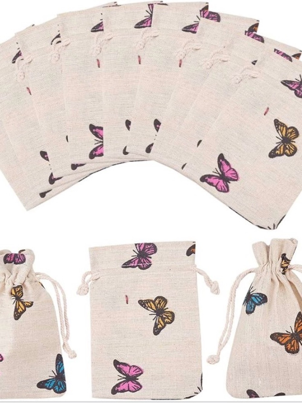 Butterfly Print Drawstring Bags - 25 Count - Picture 2 of 3